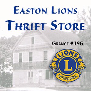 Historic photo of old Grange Hall and Easton Lions Thrift Store.