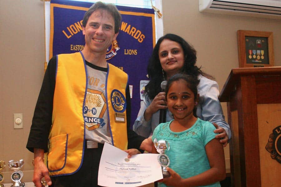 Math Challenge Awards at Easton Lions Club Meeting May 24, 2017