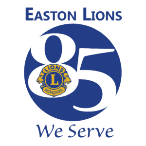 Easton Lions We Serve 85th anniversary logo.