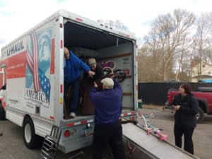 Loading truck to go to YMCA d'Haiti