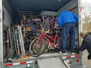 Loading truck to go to YMCA d'Haiti