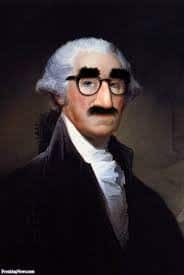 George Washington in Gracho glasses.