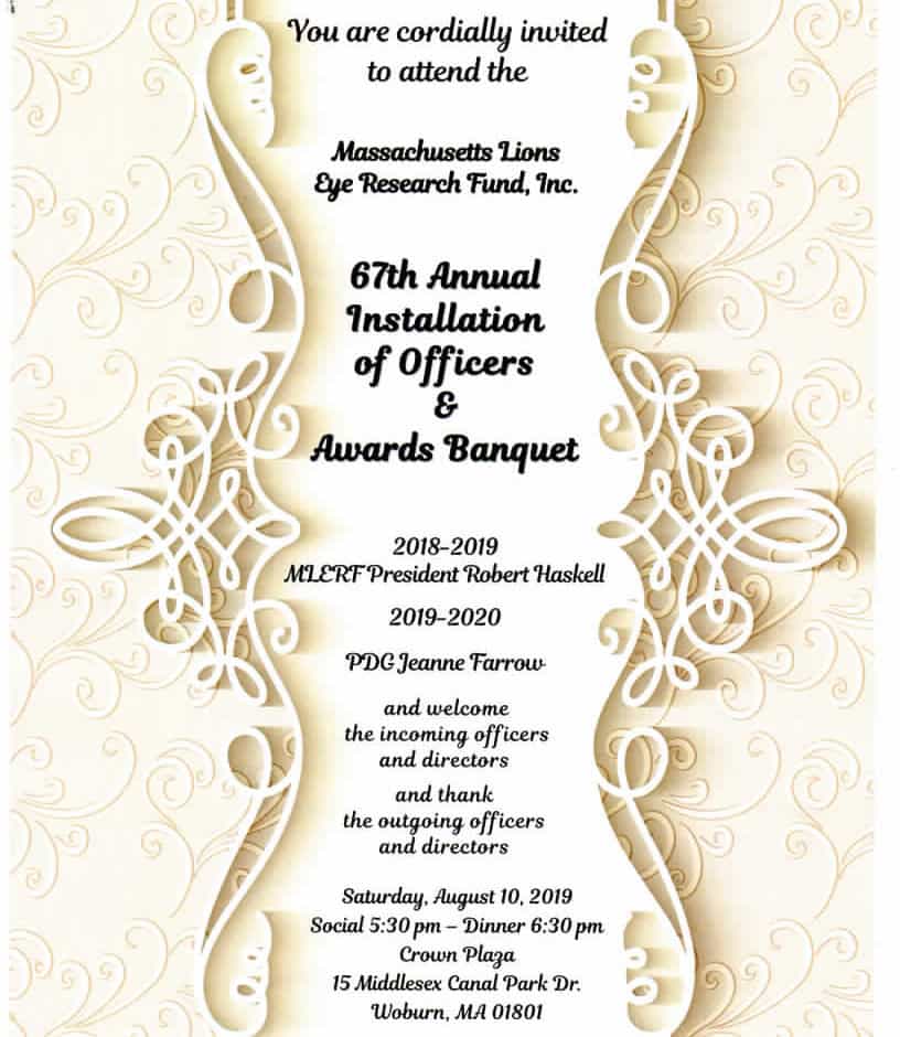 MLERF Invitation to Installation of Officers and Awards Banquet August 2019.