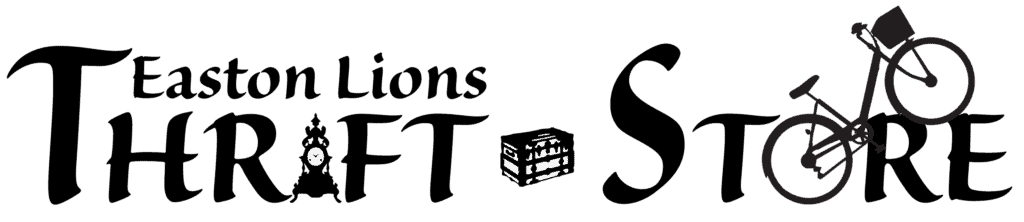 Easton-Lions-Thrift-Store-Logo using bicycle wheel as O and clock as I