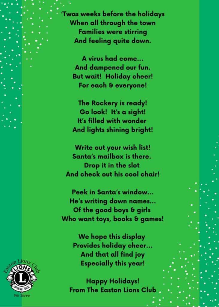 A holiday poem about the rockery lights in North Easton, MA, in December 2020.