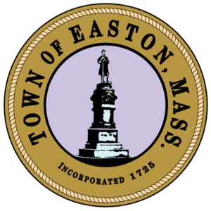 Seal and logo for Town of Easton, Mass., Incorporated 1725 with Soilders' and Sailors' monument scketch from Center Street