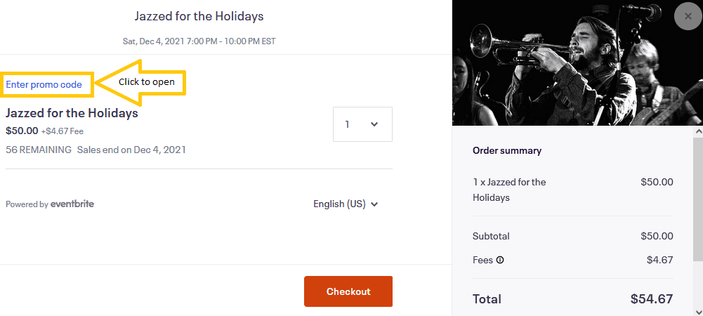 Eventbrite-promocode screen 1