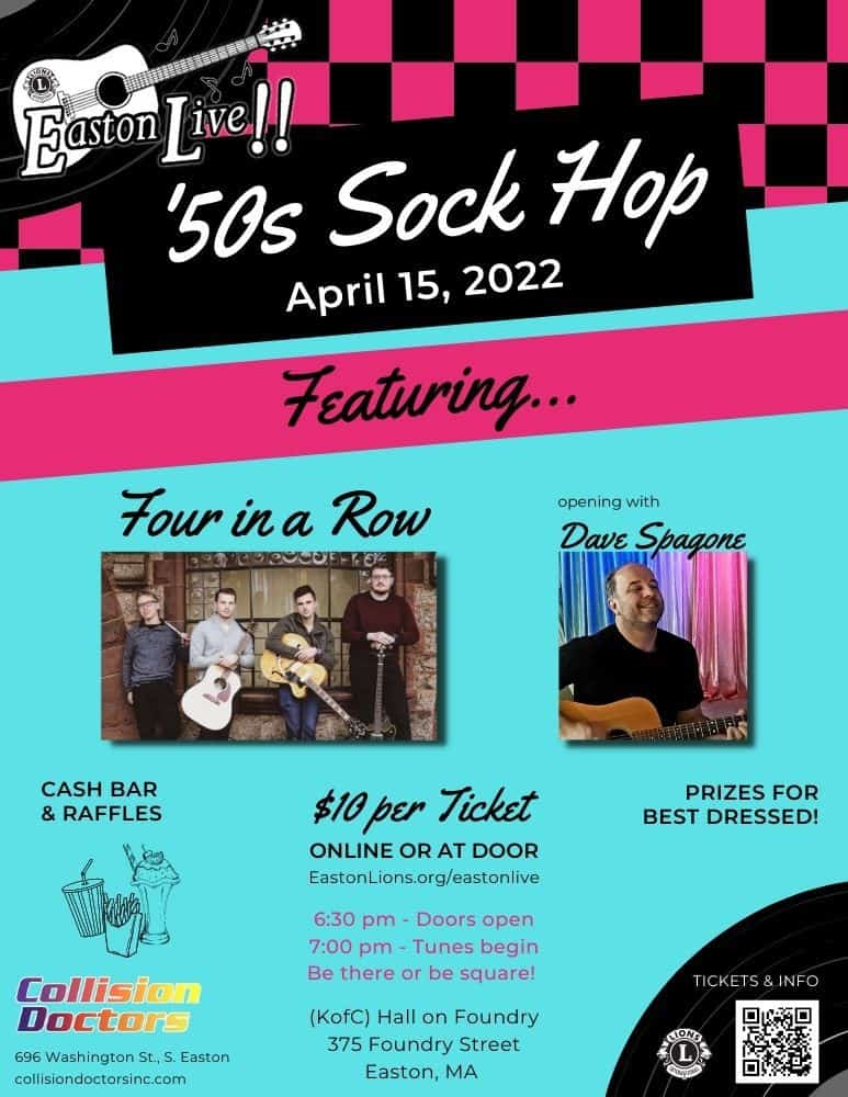 Easton Live 50s Sock Hop Poster April 15, 2022